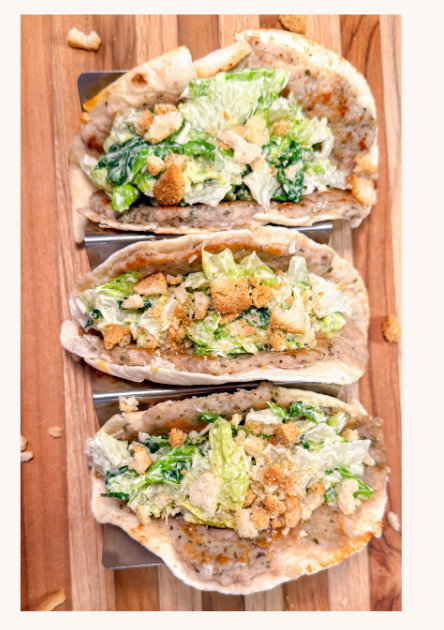 Smashed Chicken Caesar Tacos