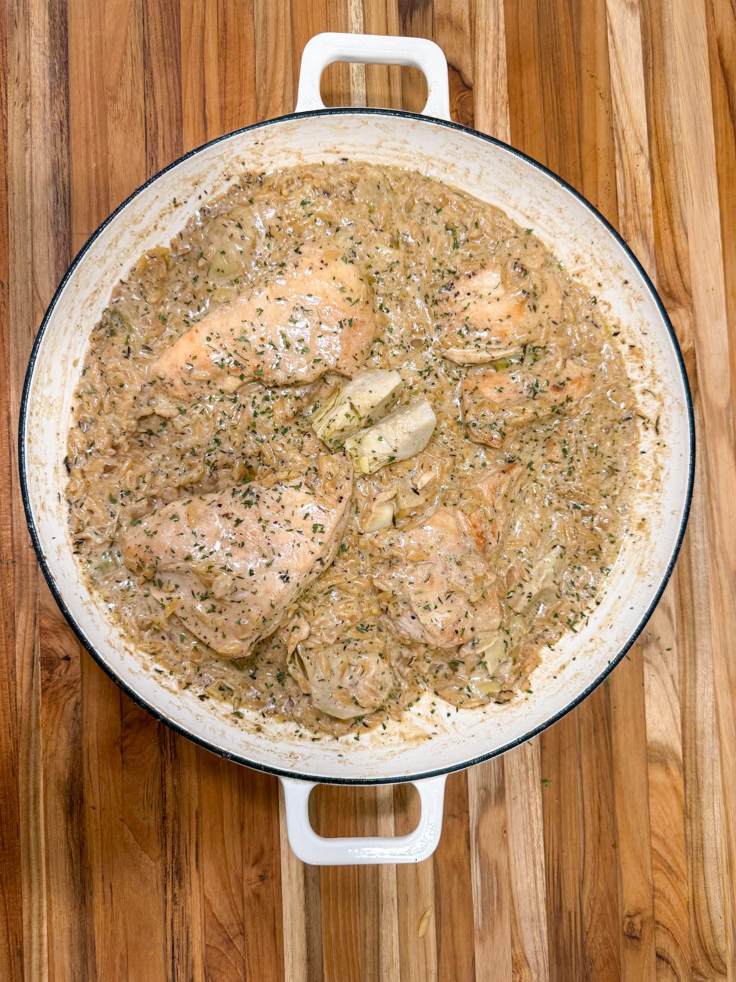 One Pan Chicken Artichoke Orzo