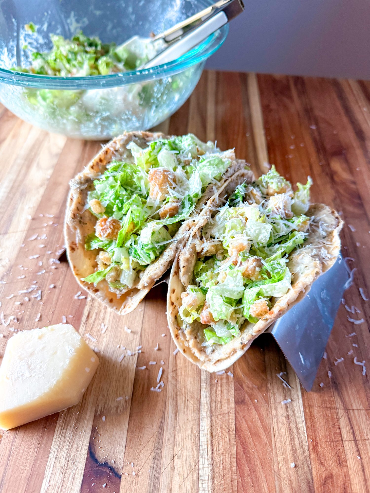Smashed Chicken Caesar Tacos