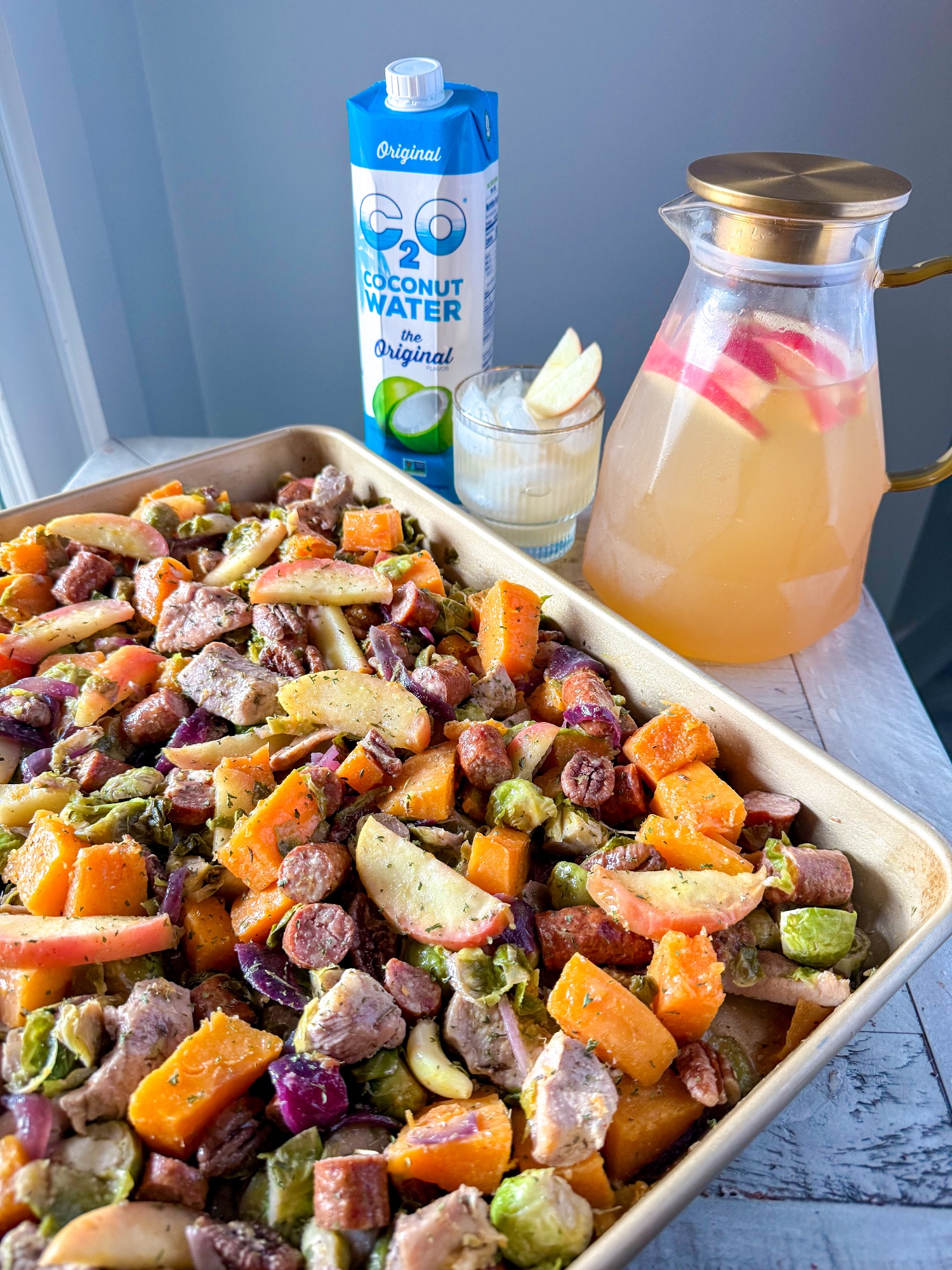 Sheet Pan Maple Rosemary Harvest with Apple Cider Coconut Water
